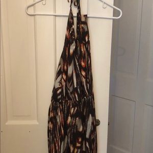 Calf length halter jumpsuit